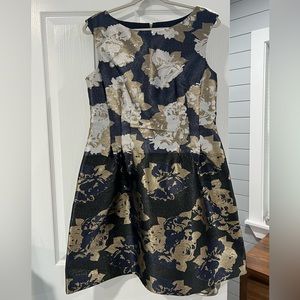 Vince Camuto cap sleeve jacquard fit & flare dress